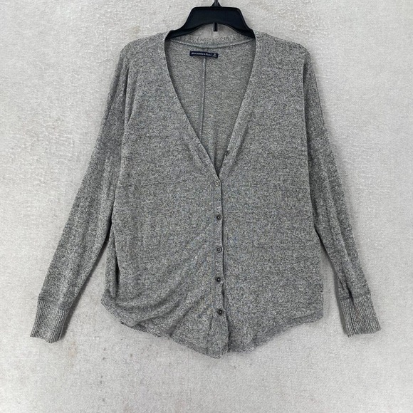 Abercrombie & Fitch Cardigan‎ Sweater Womens Size Small Gray Soft Academia - Picture 1 of 14